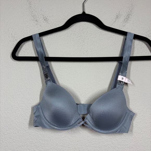 Victoria's Secret 32A Very Sexy Low Cut Demi Scattered Shine Bombshell Bra Gray - Picture 2 of 10